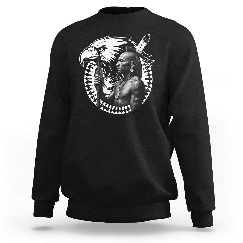 Mohawk Warrior Tribe Sweatshirt Native American Haudenosaunee Pride Vintage Eagle - Wonder Print Shop