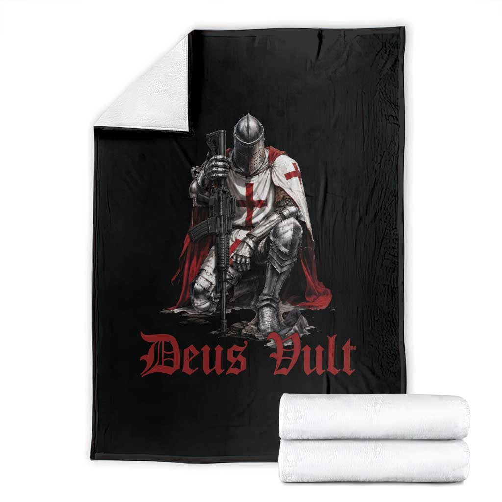 Deus Vult Knights Templar Gun Lover Throw Blanket Crusader Cross Soldier of Christ