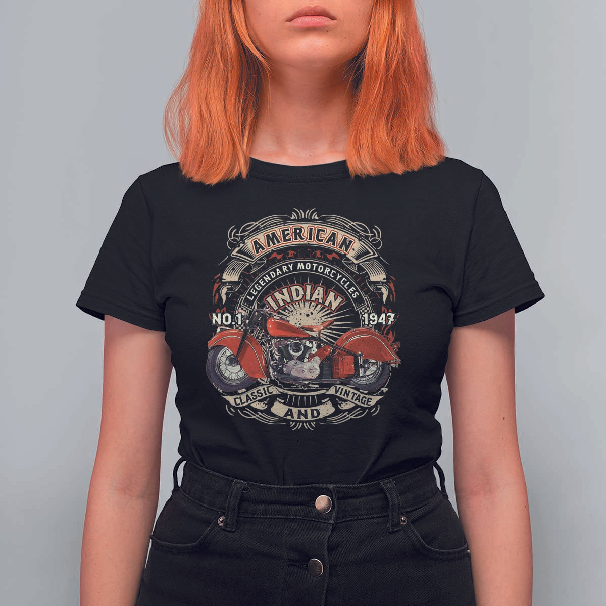 Native American Rider T Shirt For Women American Indian Legendary Motorcycle Vintage Biker - Wonder Print Shop