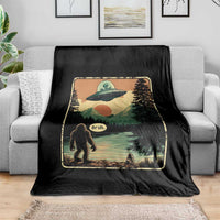 Funny Bigfoot Sasquatch Alien Spaceship UFO Introvert Bruh Throw Blanket - Wonder Print Shop