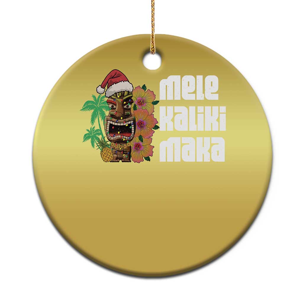 Xmas In Hawaii Christmas Ornament Mele Kalikimaka Tiki Hibiscus Flower Santa Hat - Wonder Print Shop