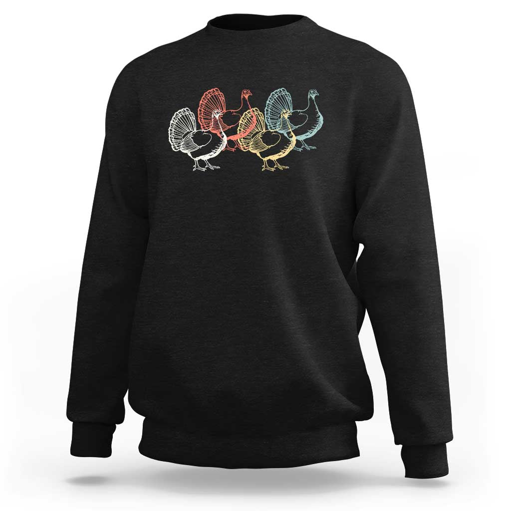 Thanksgiving Turkey Day Retro Poultry Holiday Sweatshirt - Wonder Print Shop