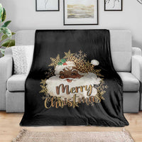Funny Retro Black Santa Merry Christmas Leopard Throw Blanket - Wonder Print Shop