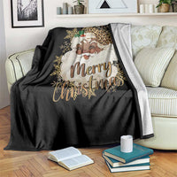 Funny Retro Black Santa Merry Christmas Leopard Throw Blanket - Wonder Print Shop