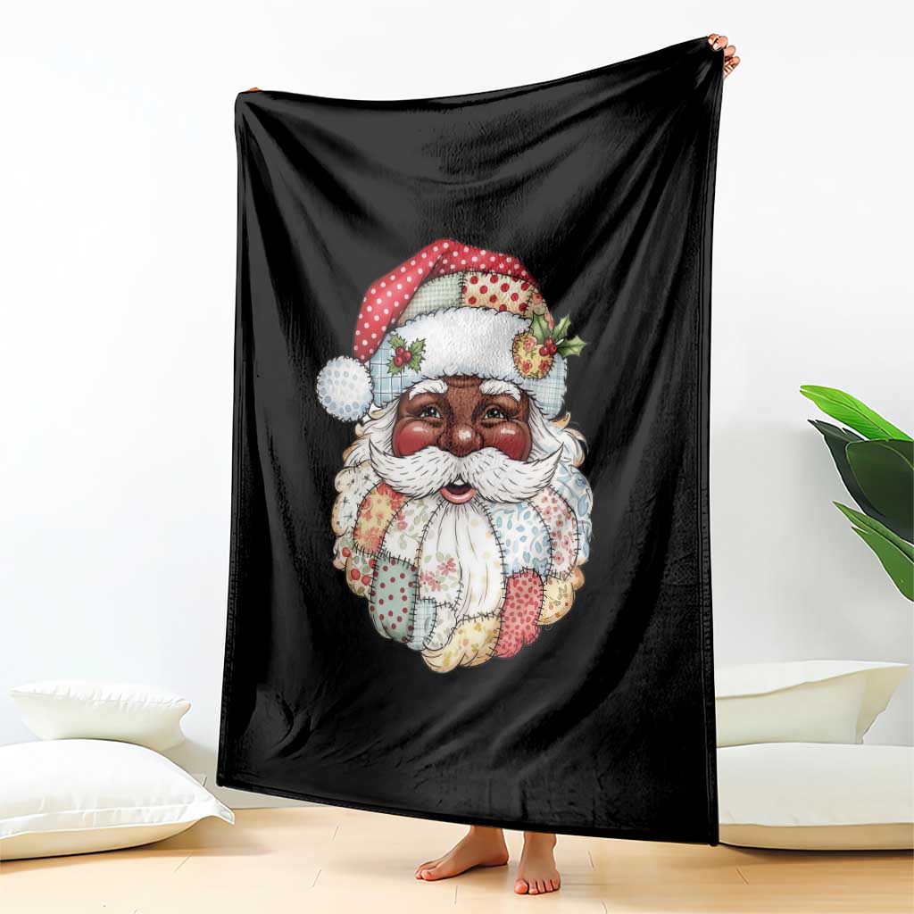 African American Christmas Retro Patchwork Black Santa Throw Blanket - Wonder Print Shop