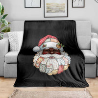 African American Christmas Retro Patchwork Black Santa Throw Blanket - Wonder Print Shop