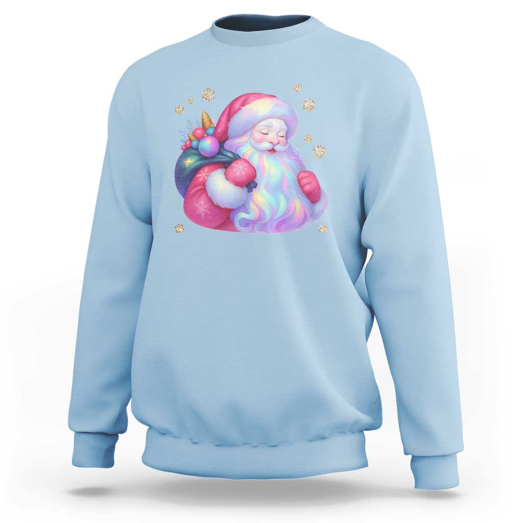 Iridescent Christmas Santa Printed Coquette Xmas Sweatshirt - Wonder Print Shop