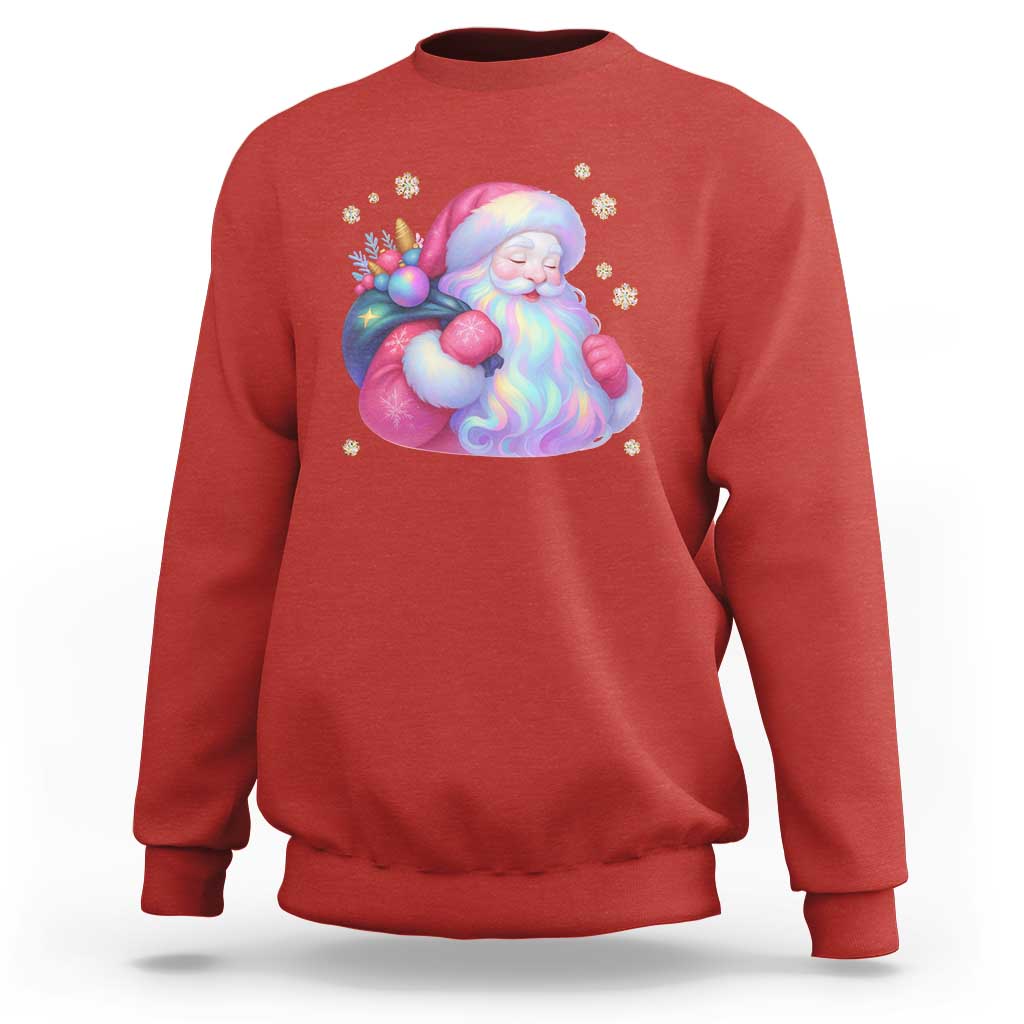 Iridescent Christmas Santa Printed Coquette Xmas Sweatshirt - Wonder Print Shop