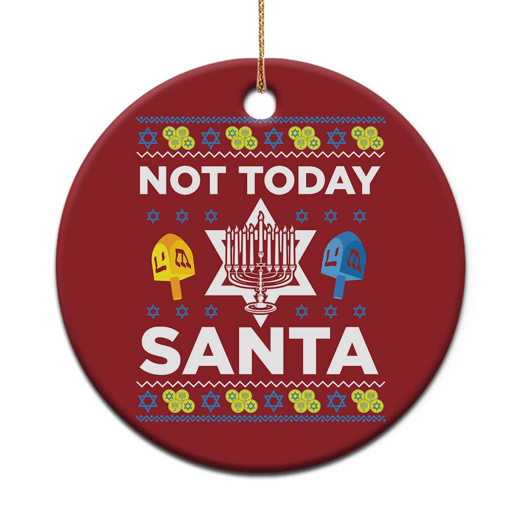 Funny Jewish Hanukkah Christmas Ornament Not Today Santa Hebrew David Star - Wonder Print Shop