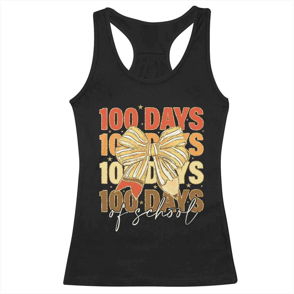 100 Days Of School Coquette Pencil Bow Racerback Tank Top