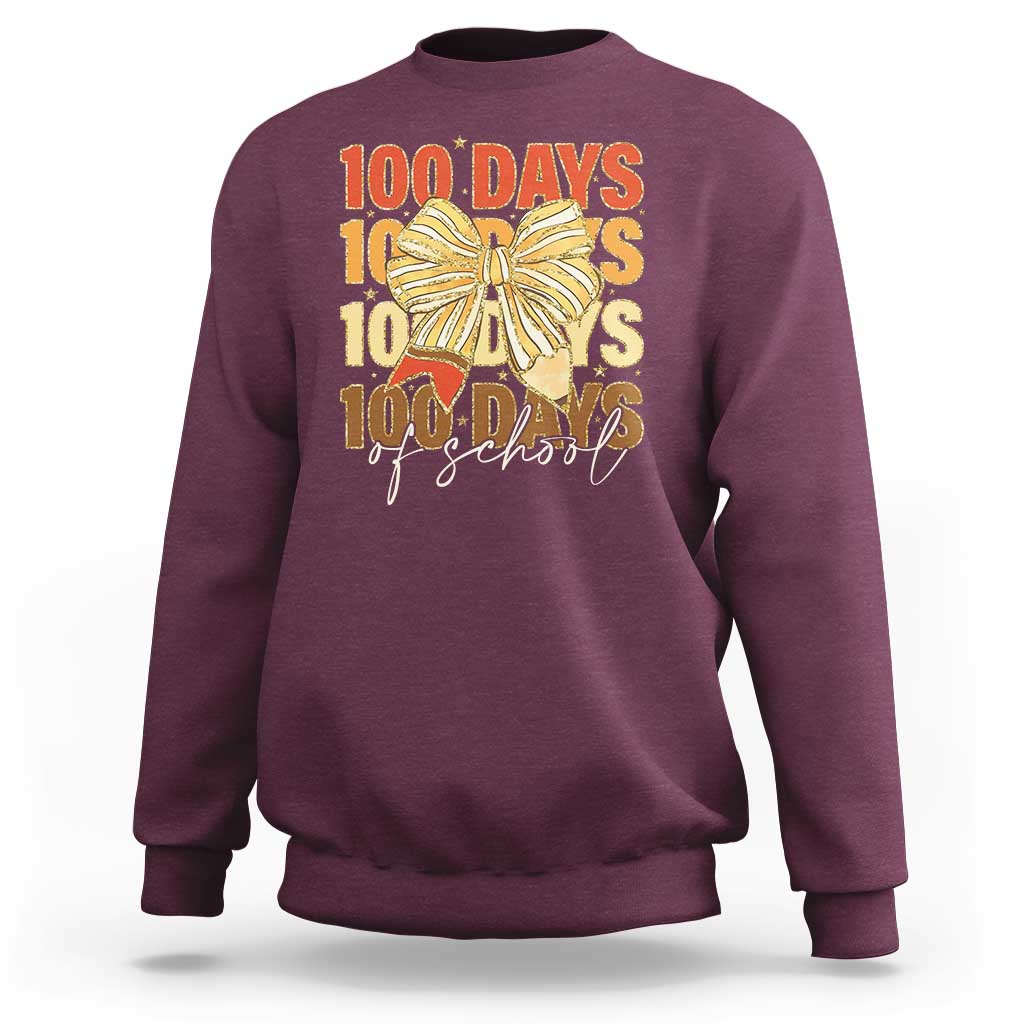 100 Days Of School Coquette Pencil Bow Sweatshirt