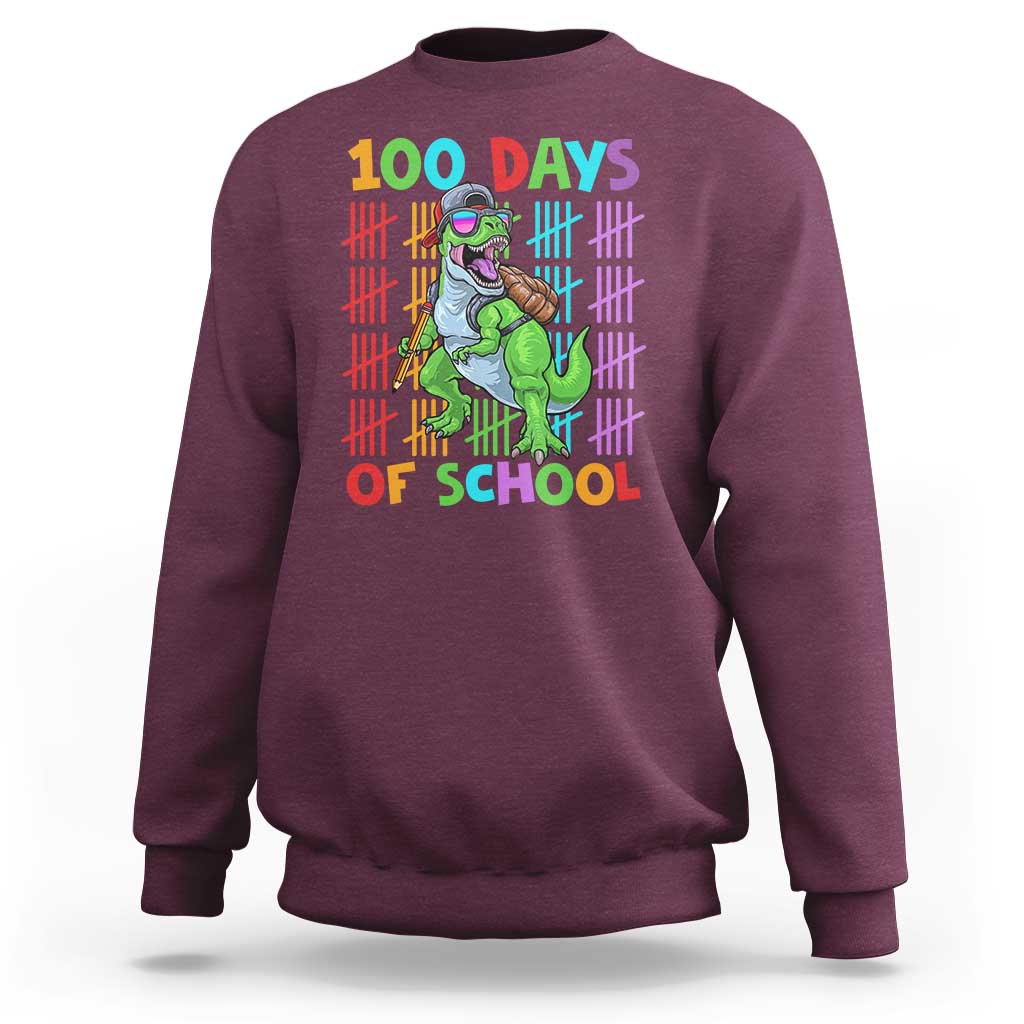 Funny 100 Days Of School T-Rex Dinosaur Sweatshirt