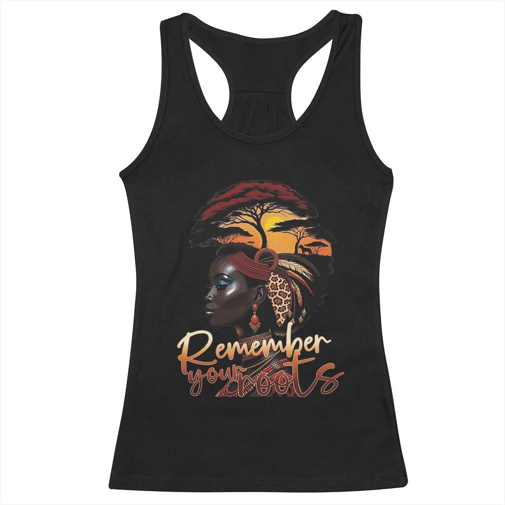 Black History Month Racerback Tank Top Remember Your Roots African Safari