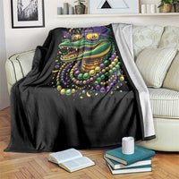 Mardigator Mardi Gras Alligator Carnival Beads Throw Blanket