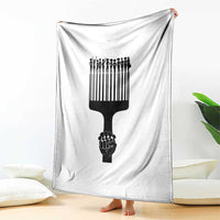 Afro Pick Comb Strong Black Power Fist Throw Blanket
