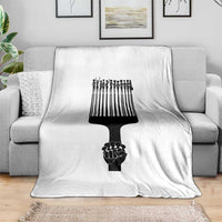 Afro Pick Comb Strong Black Power Fist Throw Blanket