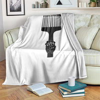 Afro Pick Comb Strong Black Power Fist Throw Blanket