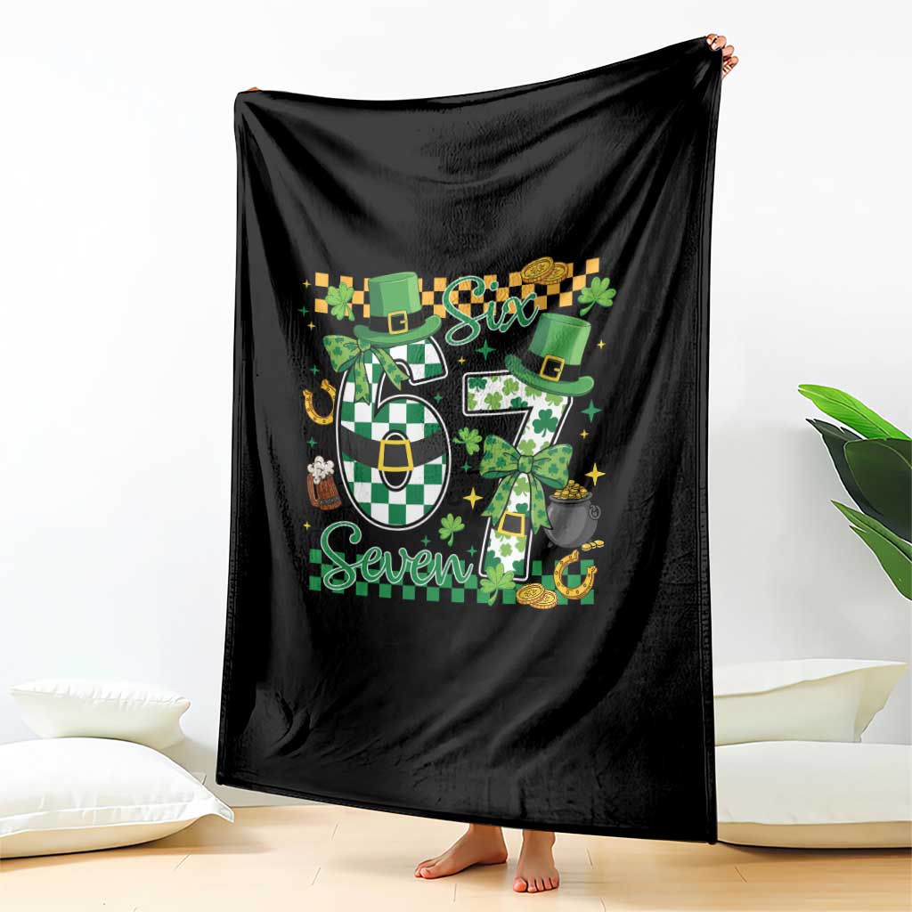 67 St Patricks Day Throw Blanket Funny Six Seven Meme Lucky Shamrock