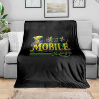 Mardi Gras Mobile Alabama AL Carnival Beads Throw Blanket