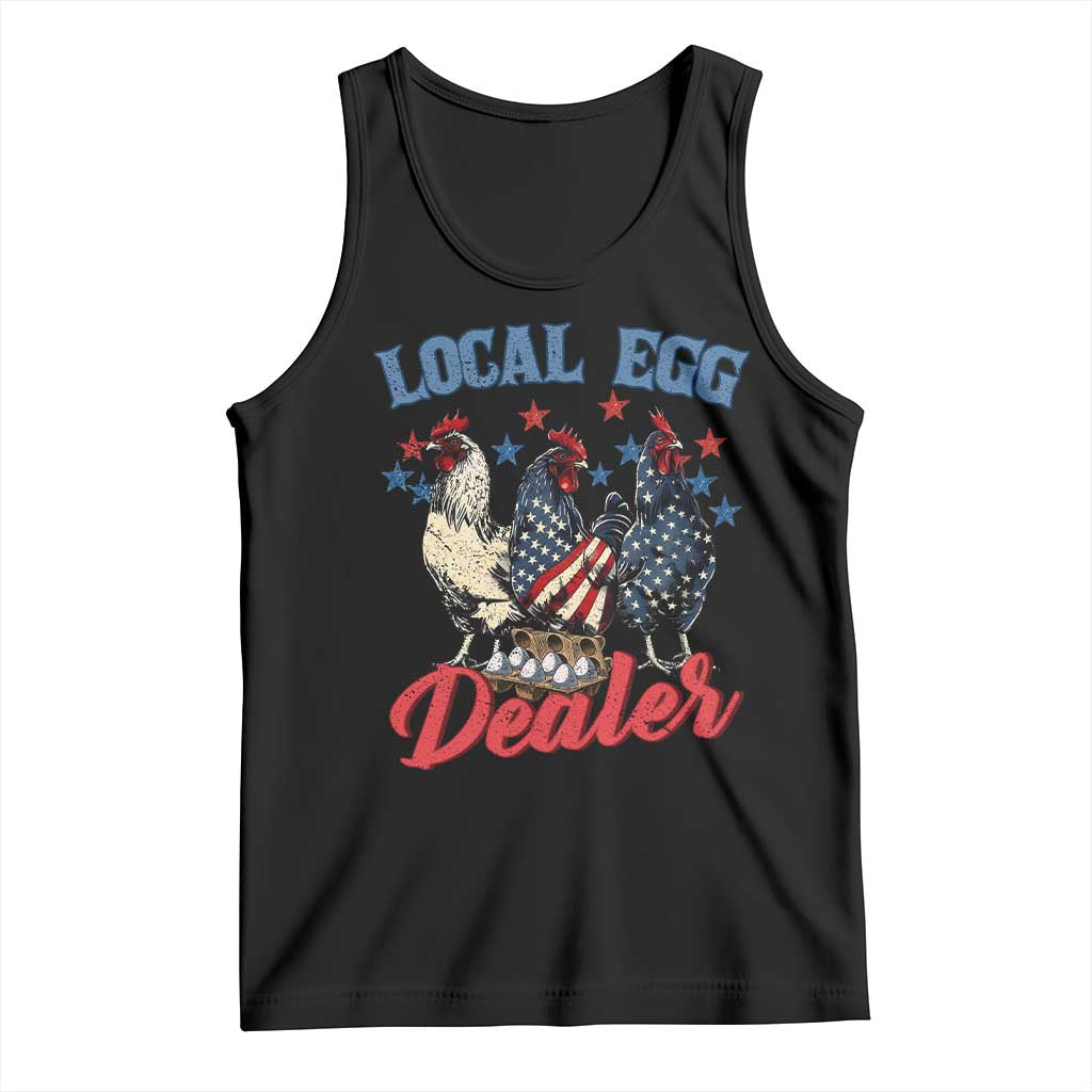 Funny Local Egg Dealer Tank Top Egg Farmer American Flag Chicken Easter