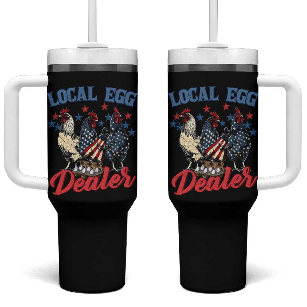 Funny Local Egg Dealer Tumbler With Handle Egg Farmer American Flag Chicken Easter