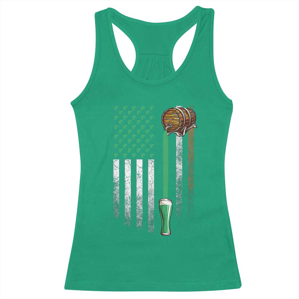 Funny St Patrick's Day Irish Beer Drinking Racerback Tank Top Vintage Irish American Flag