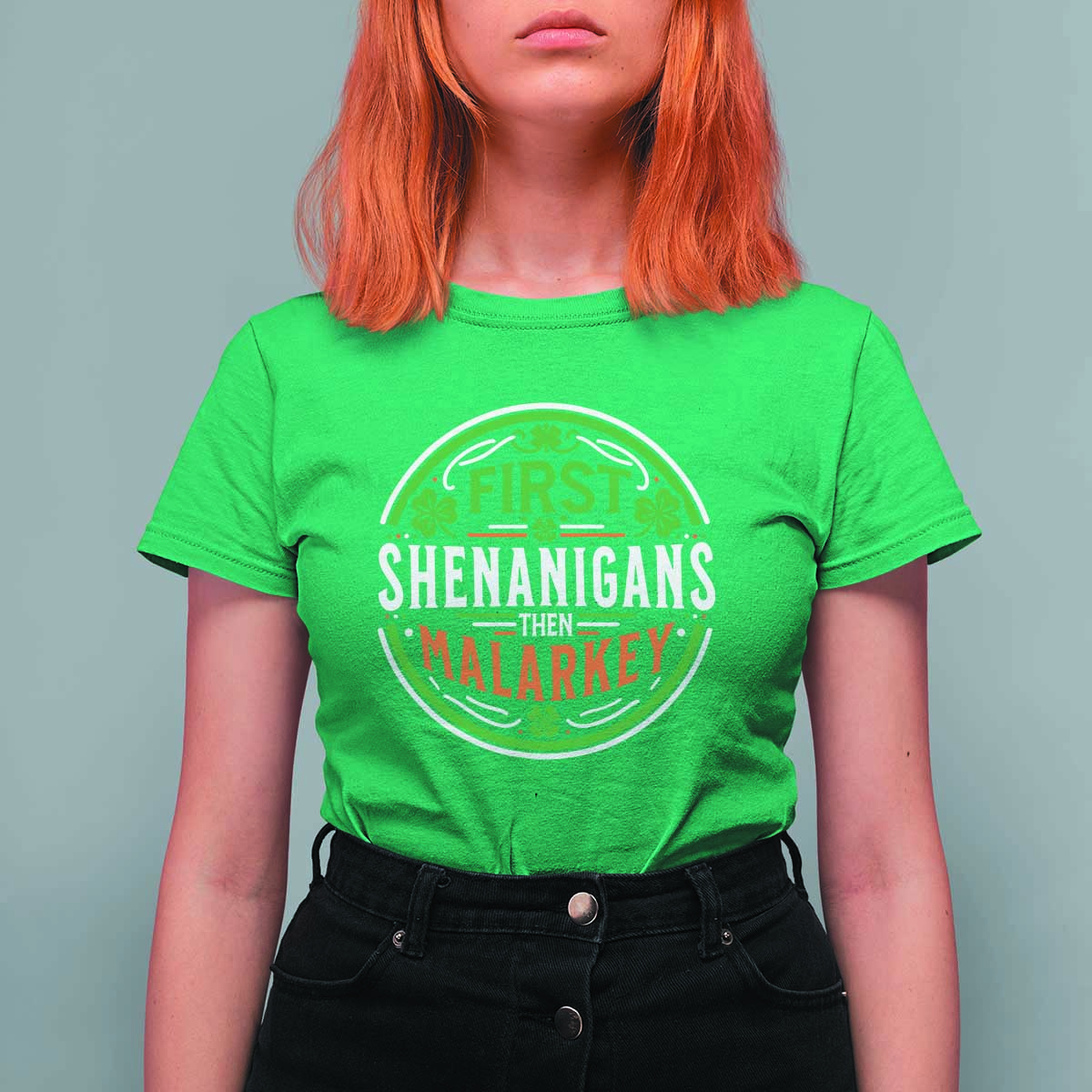 Funny First Shenanigans Then Malarkey T Shirt For Women Irish Shamrock St Patrick's Day