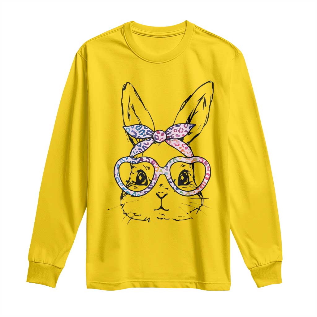 Easter Day Bunny Rabbit Face Tie Dye Glasses Long Sleeve Shirt