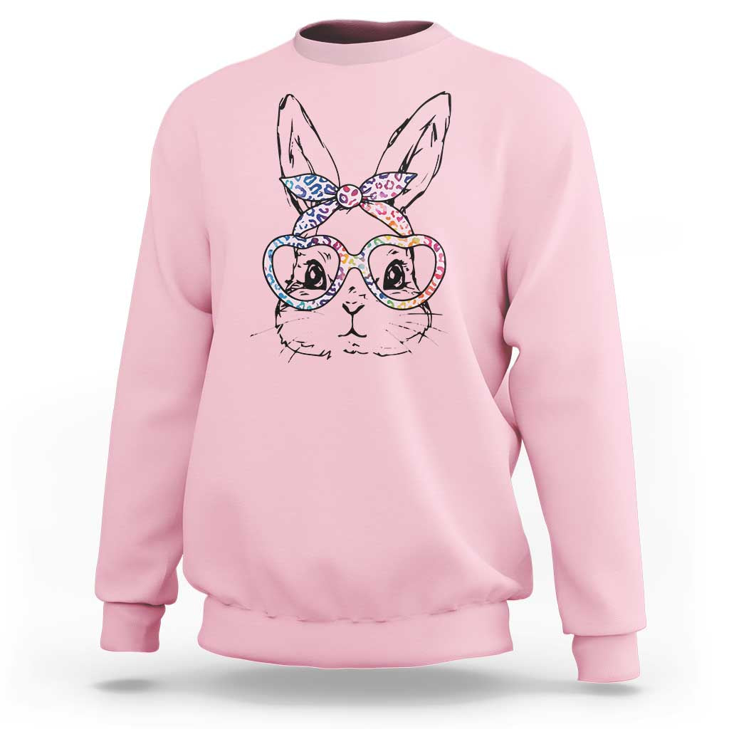 Easter Day Bunny Rabbit Face Tie Dye Glasses Sweatshirt