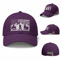 Patriotic Bigfoot American Flag in Forest Baseball Cap
