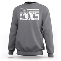 Patriotic Bigfoot American Flag in Forest Sweatshirt
