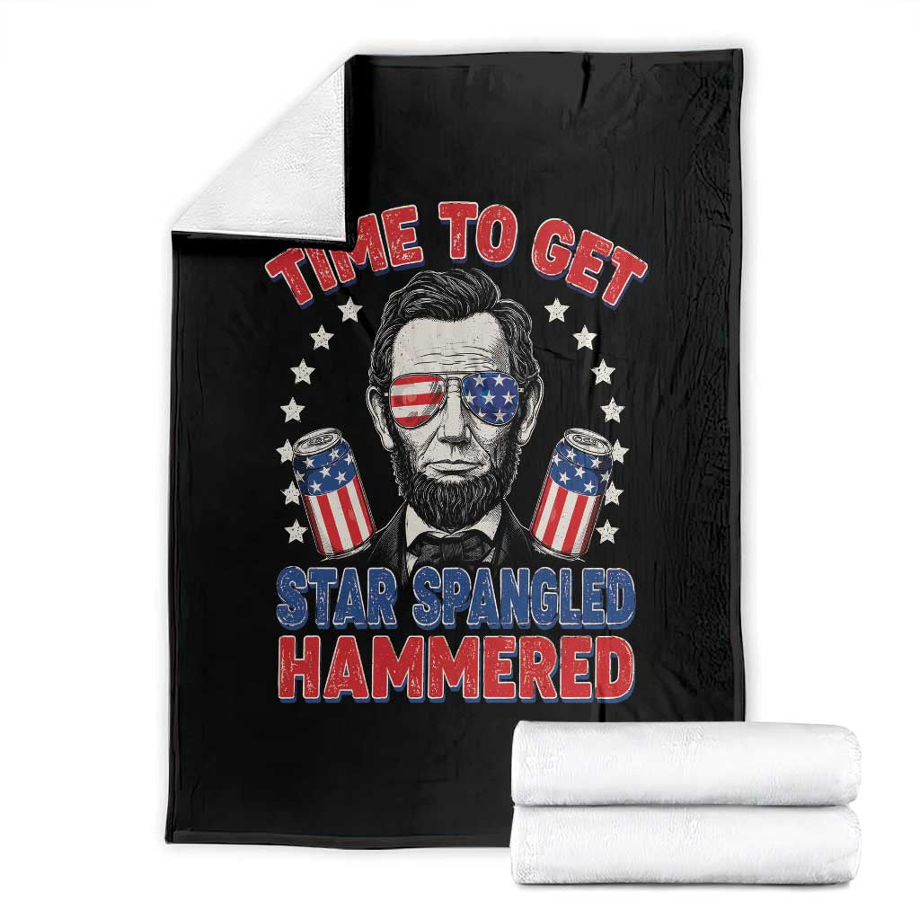 Time To Get Star Spangled Hammered Abraham Lincoln Throw Blanket Funny 4th of July