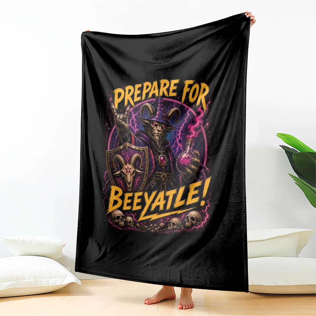 Prepare For Beeyatle Throw Blanket Funny Goat Wizard LitRPG Lover