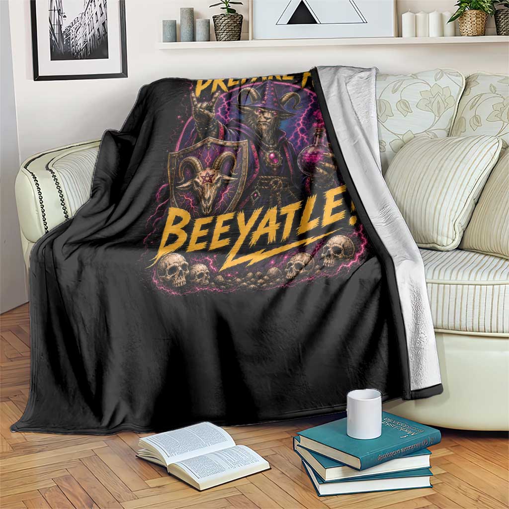 Prepare For Beeyatle Throw Blanket Funny Goat Wizard LitRPG Lover