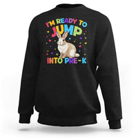 Kids sweatshirt in dark gray/black with rabbit “Ready to Jump into Pre-K” graphic