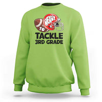 Lime green sweatshirt with football helmet "Ready to Tackle 3rd Grade" print