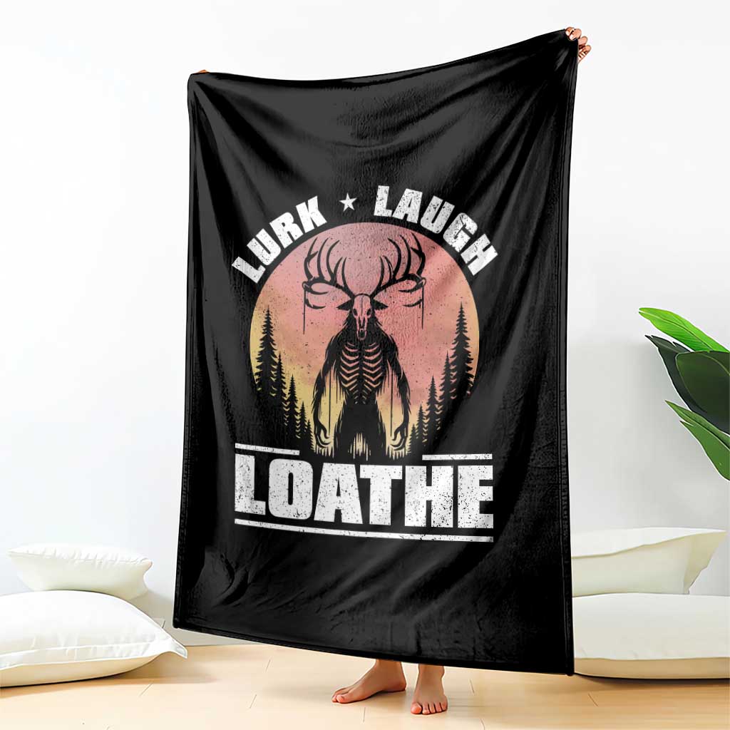 Funny Wendigo Cryptid Lurk Laugh Loathe Throw Blanket - Wonder Print Shop