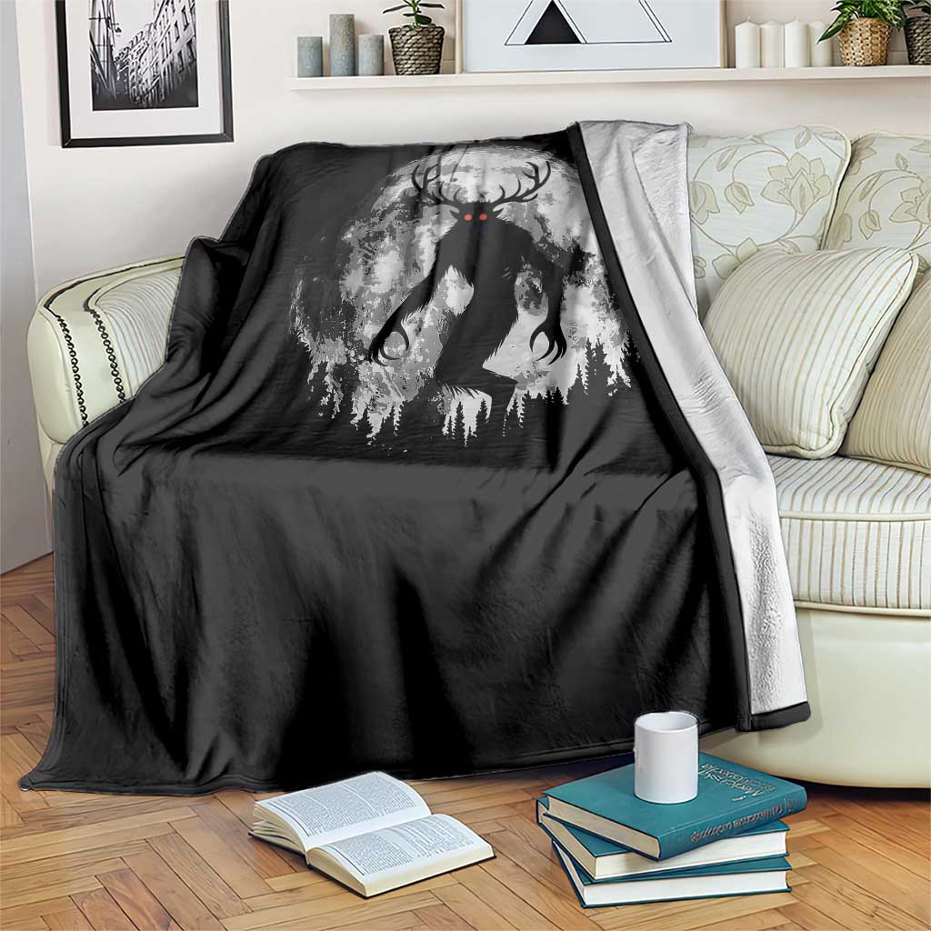 Wendigo Monster Throw Blanket Skinwalker Night Stroll Cryptid Full Moon - Wonder Print Shop