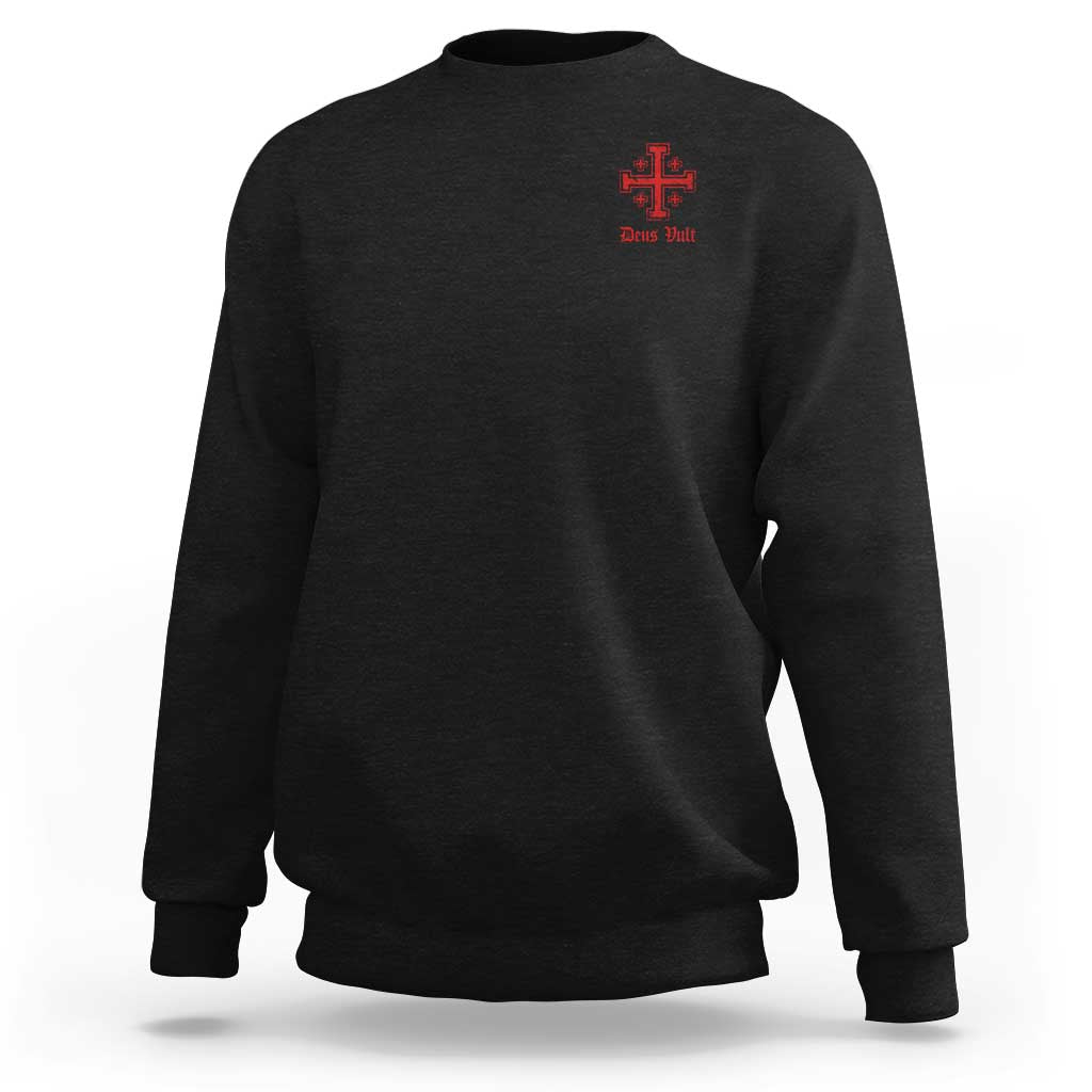 Deus Vult Catholic Knight Templar Jerusalem Cross Sweatshirt