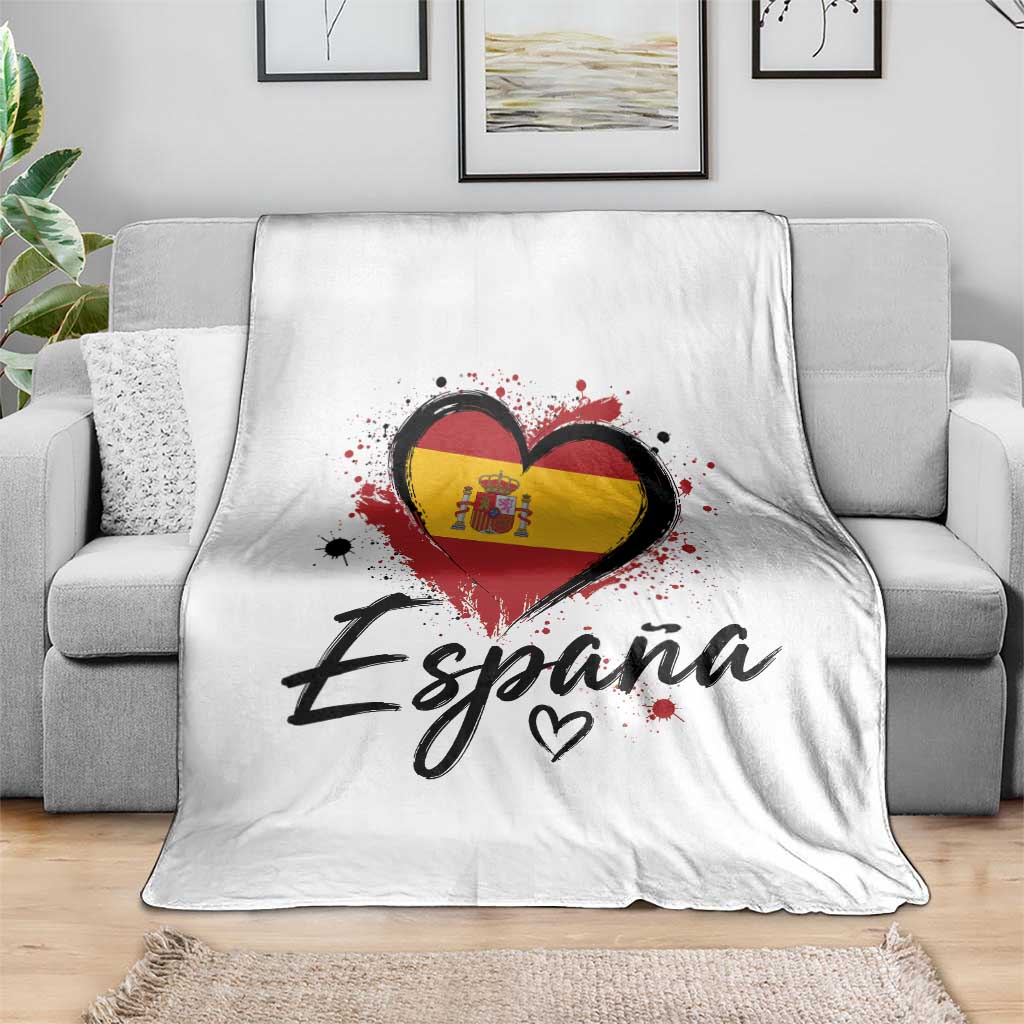 Espana Heart Spanish Flag Patriotic Spain Pride Throw Blanket