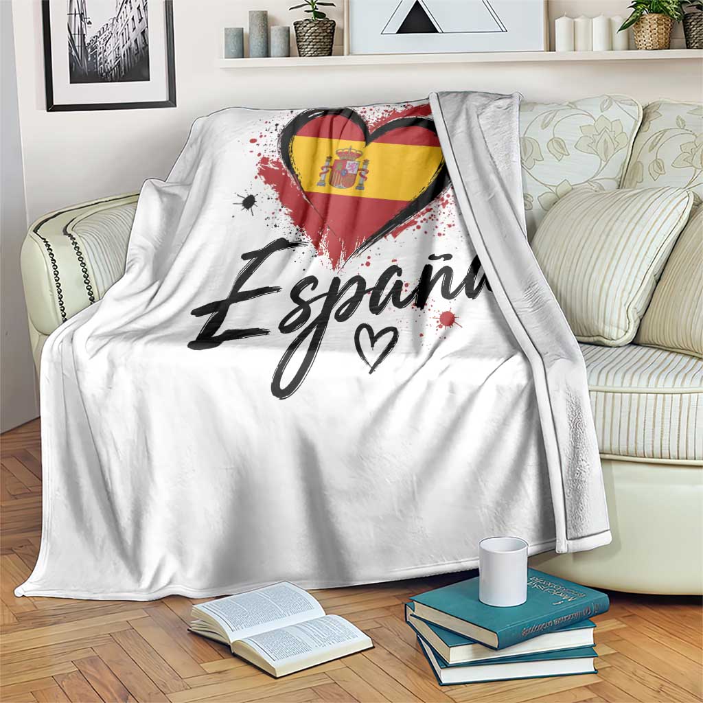 Espana Heart Spanish Flag Patriotic Spain Pride Throw Blanket