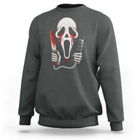 Funny Halloween Scary Face Ghost Sweatshirt Horror Slasher Bloody Knife - Wonder Print Shop