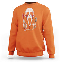 Funny Halloween Scary Face Ghost Sweatshirt Horror Slasher Bloody Knife - Wonder Print Shop