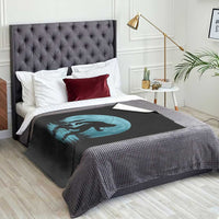 Funny Bigfoot Fishing Night Stroll Full Moon Throw Blanket - Wonder Print Shop