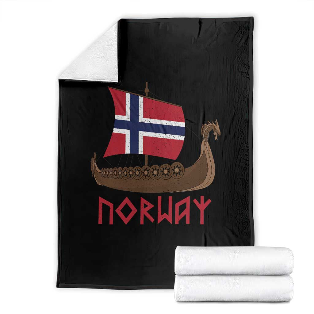 Boat Norwegian Flag Norway Viking Ship Norway Throw Blanket