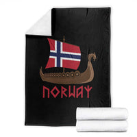 Boat Norwegian Flag Norway Viking Ship Norway Throw Blanket
