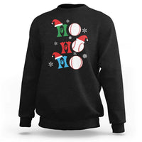 Black Christmas baseball sweatshirt with Santa hat and three baseball graphics on front