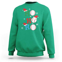 Irish green Christmas baseball sweatshirt with Santa hat and three baseball graphics