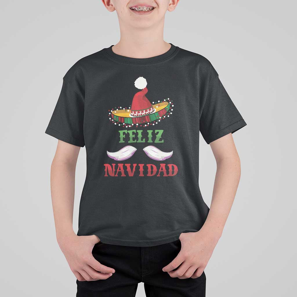 Funny Christmas In Mexico T Shirt For Kid Feliz Navidad Sombrero Santa Hat - Wonder Print Shop