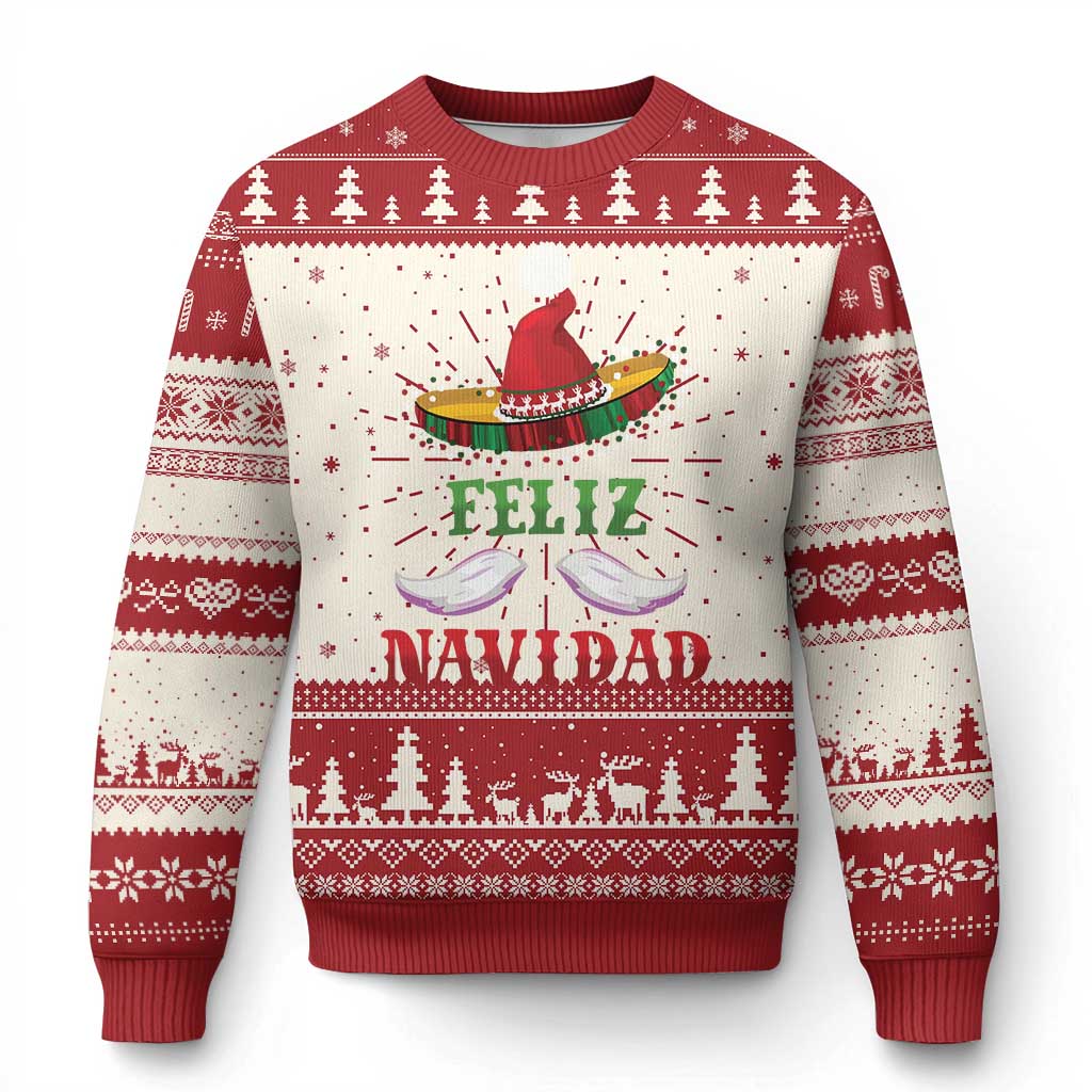 Funny Christmas In Mexico Ugly Christmas Sweater Feliz Navidad Sombrero Santa Hat - Wonder Print Shop